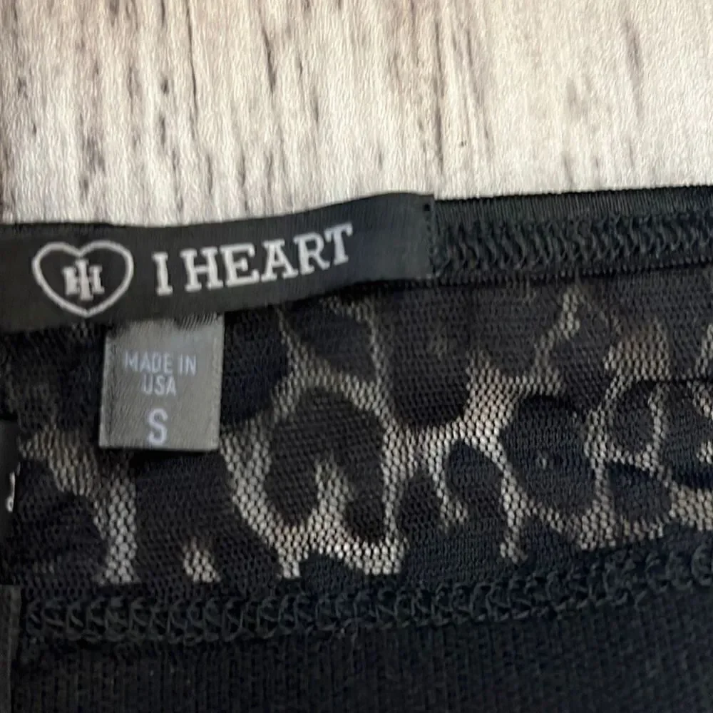I Heart Women's Laced Floral Black Bra Size S